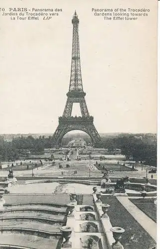 PC10583 Paris. Panorama der Trocadero-Gärten mit Blick auf das Eiffeltuch