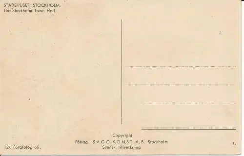 PC09265 Das Stockholmer Rathaus. Sago Konst. Nr. 159