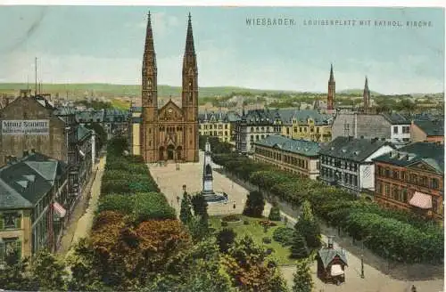 PC09498 Wiesbaden. Louisenplatz mit Kathol. Kirche. Ottmar Zieher