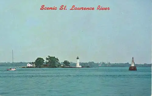 PC10706 Scenic St. Lawrence River. Rock Island Light. S. Fredman. Grau