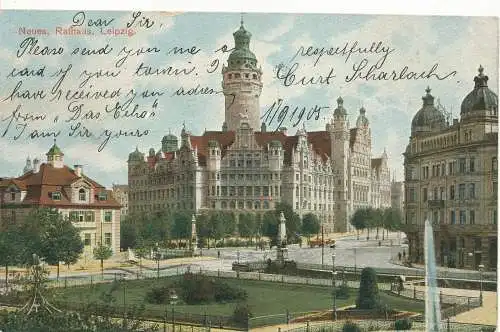 PC10185 Neu. Rathaus. Leipzig. Louis Pernitzsch. 1905