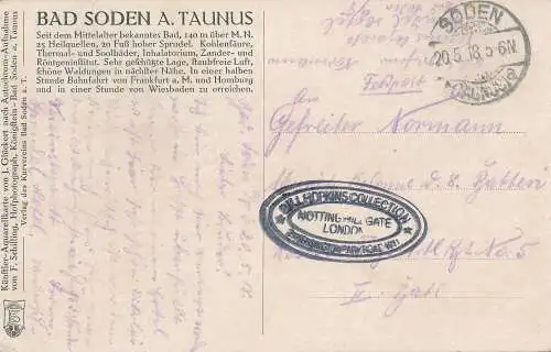 PC08933 Bad Soden A. Taunus. 1918. B. Hopkins