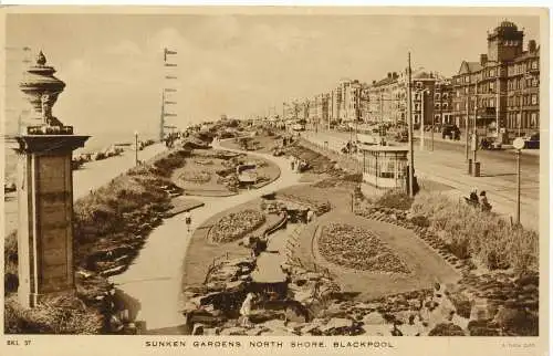 PC11721 Versunkene Gärten. North Shore. Blackpool. Tuck. RP. 1953