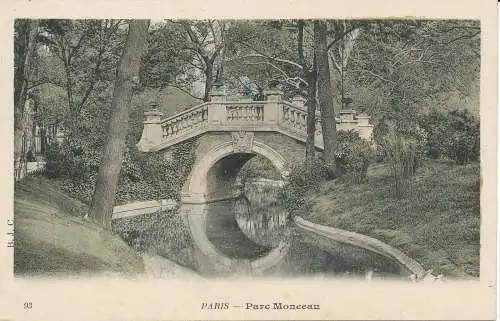 PC10752 Paris. Parc Monceau. B.J.C. Nr. 93