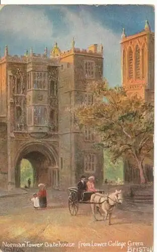 PC11552 Norman Tower Gatehouse von Lower College Green. Bristol. Hildesheimer.