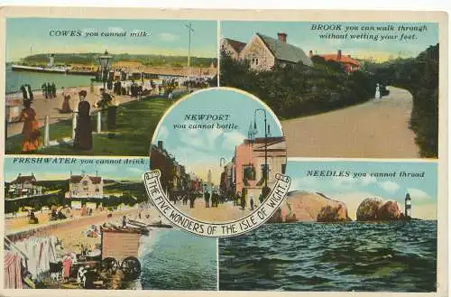 PC11553 Die fünf Wunder der Isle of Wight. Multi-View. W.J. Nigh