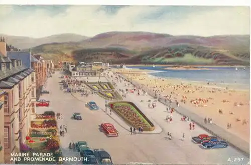 PC11779 Marineparade und Promenade. Barmouth. Valentinstag. Kunstfarbe. 1959