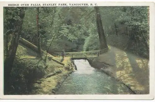 PC10008 Brücke über Wasserfälle. Stanley Park. Vancouver. B.C. Leonard Frank