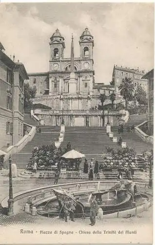 PC10028 Rom. Spanische Treppe. Kirche der Dreifaltigkeit der Berge. Bücherregal Radium.