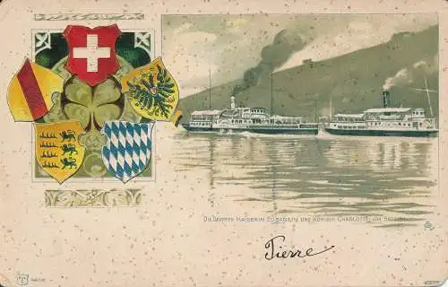 PC10040 Die dampfere Kaiserin Elisabeth und Königin Charlotte vor Bregenz. 1902