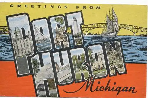 PC12156 Grüße aus Michigan. Port Huron. Kropp. Nr. 4474. 1951