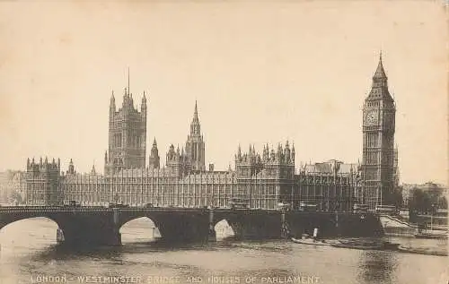 PC11926 London. Westminster Bridge und Houses of Parliament. C.F. Schloss. Lesco