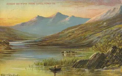 PC12056 Sunset Snowdon von Capel Curig. 1910. B. Hopkins