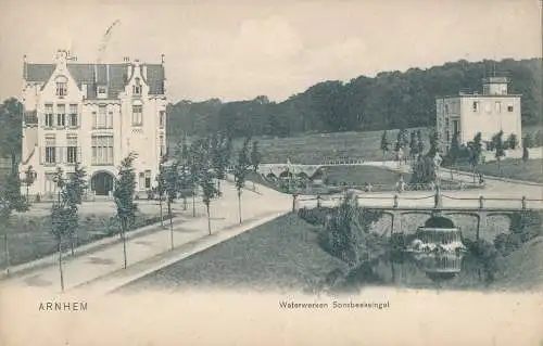 PC12952 Arnheim. Waterwerken Sonsbeeksingel. 1905