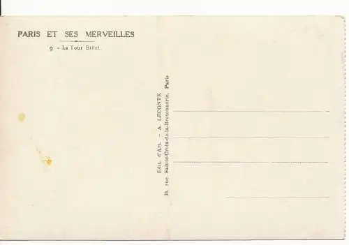 PC12112 Paris. Der Eiffelturm. A. Leconte. Nr. 9. RP