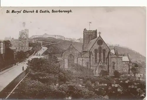 PC13671 St. Marys Kirche und Schloss. Scarborough. H. Graham Glen. RP. 1914