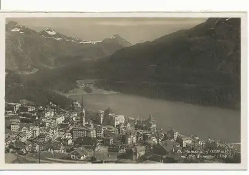 PC12004 St. Moritz Dorf 1839m mit Piz Languard 3266m. Schweizer Fertigung. 1932