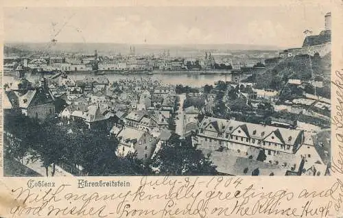 PC12552 Koblenz. Ehrenbreitstein. Victor Ullmann. Nr. 86. 1904. B. Hopkins