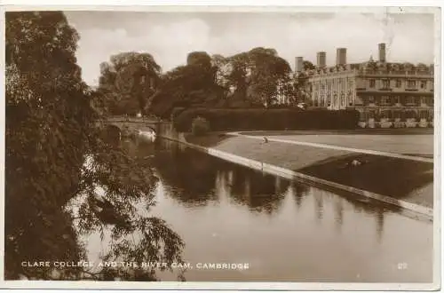 PC13462 Clare College und The River Cam. Cambridge. Excel-Serie. RP. 1938