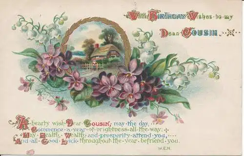 PC14292 mit Geburtstagswünschen an meinen lieben Cousin. W. und K. London. Nr. 4334. 1918