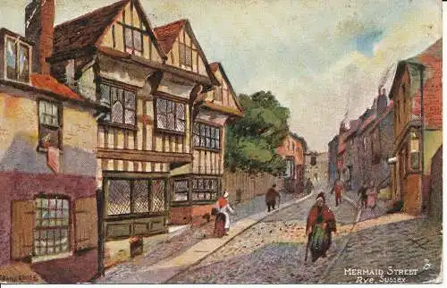 PC14492 Mermaid Street. Roggen. Sussex. Tuck. Aquarette. 1904