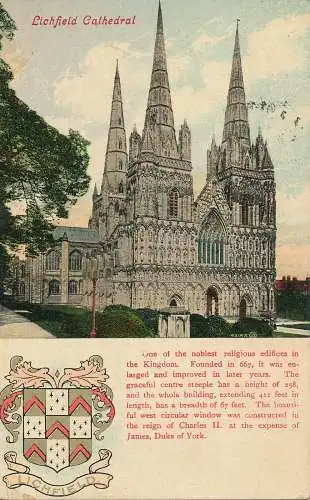 PC14596 Lichfield Cathedral. Valentinstag. 1907