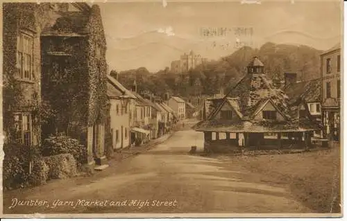 PC14523 Dunster. Garnmarkt und High Street. Frith. 1935