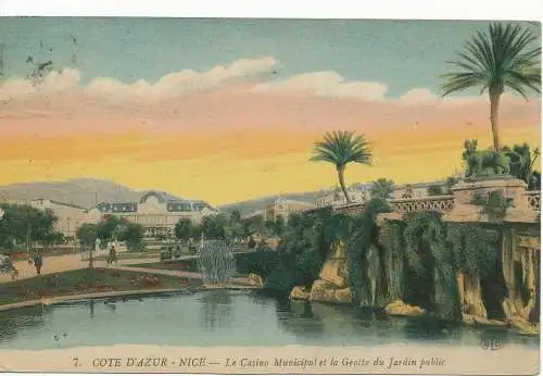 PC12779 Côte de Azur. Schön. Das städtische Casino und die Höhle des öffentlichen Gartens. E