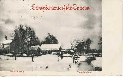 PC14672 Komplimente der Saison. Schneeszene. Valentinstag. 1903