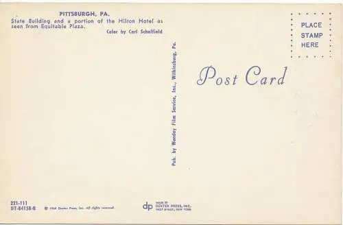 PC12820 Pittsburgh. PA. Staatsgebäude und Teil des Hilton Hotels. Carl Sch