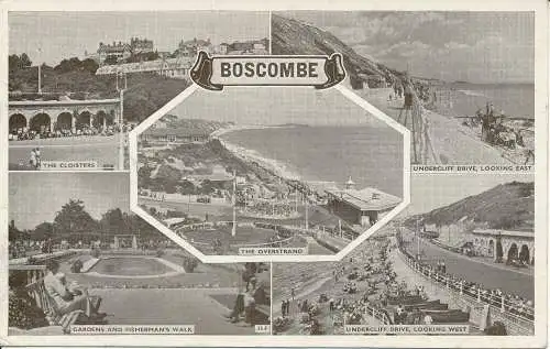 PC14232 Boscombe. Multi-View-Postkarte. 1952