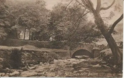 PC14520 Stream und Brücke. Barrow Bridge in der Nähe von Bolton. 1922