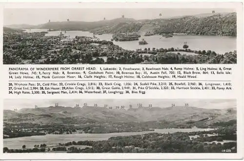 PC14840 Panorama von Windermere von Orrest Head. Chadwick. RP