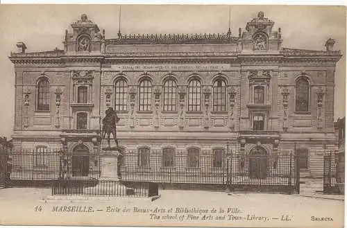 PC12730 Marseille. Die Kunstschule und die Stadtbibliothek. Levy Fils. Nr. 14