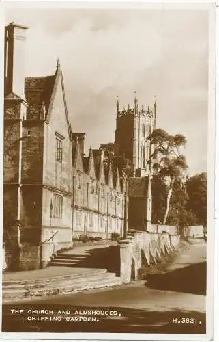 PC14900 Die Kirche und die Almosenhäuser. Chipping Campden. Valentinstag. RP. 1965