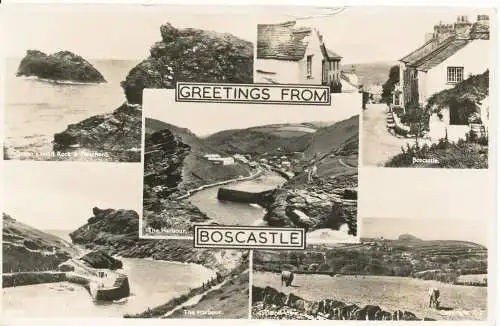 PC15417 Grüße aus Boscastle. Multi-View. Frith. RP. 1954