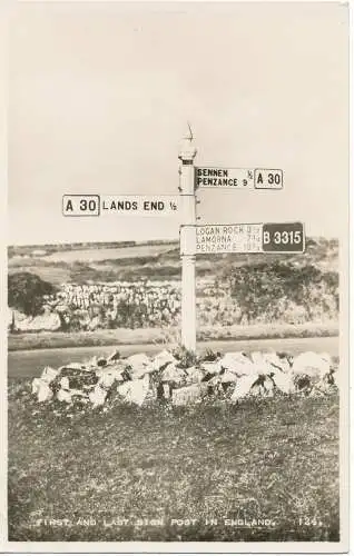 PC15906 Erster und letzter Schildpfosten in England. Lands End. RP