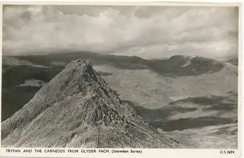 PC16022 Tryfan und die Carnedds von Glyder Fach. Snowdon-Serie. Photochrom. RP