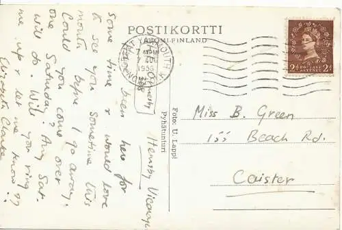 PC16182 Alte Postkarte. Wasserfall. U. Lappi. RP. 1956