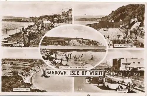 PC15869 Sandown. Isle of Wight Multi-Ansicht. RP. 1950