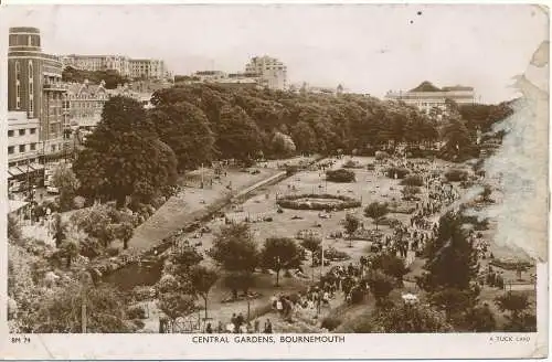 PC16681 Central Gardens. Bournemouth. Tuck. RP. 1953