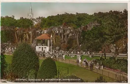 PC15935 Zentrale Gärten und Bandstand. Bournemouth. Wade. RP. 1939