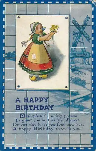 PC16295 Grußkarte. Alles Gute zum Geburtstag. Kleines Mädchen. Solomon Bros. 1917