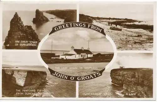 PC16777 Grüße von John O. Groats. Multi-View. Valentinstag. RP. 1958