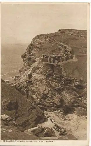 PC17896 King Arthurs Castle und Merlins Cave. Tintagel. Ronald Youlton. 1954