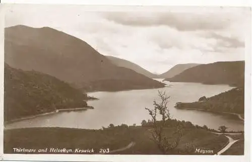 PC16454 Thirlmere und Helvellyn. Keswick. Mayson. Nr. 203. RP. 1938