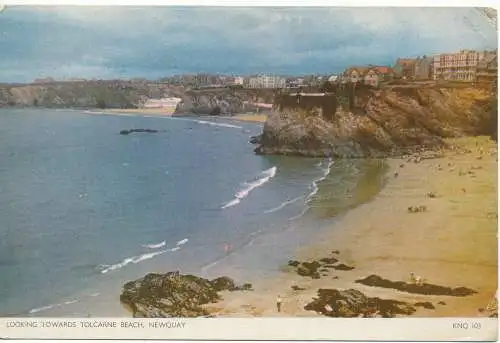 PC17523 mit Blick auf Tolcarne Beach. Newquay. Jarrold and Sons. RP. 1953