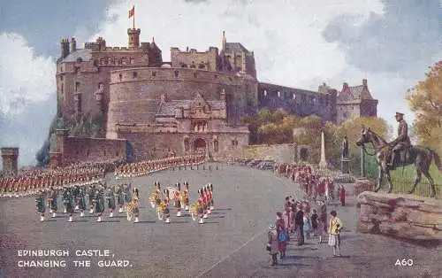 PC18487 Edinburgh Castle wechselt die Wache. Valentinstag. Kunstfarbe. Nr. A60