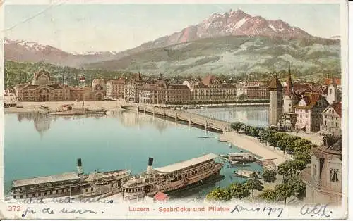 PC19892 Luzern. Seebrucke und Pilatus. Bemaßung. Nr. 272. 1907