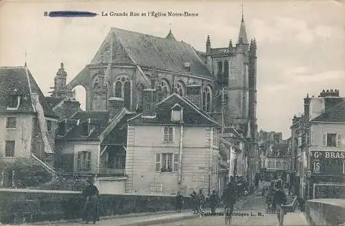 PC18997 Die Grande Rue und die Kirche Notre Dame. L. Menard